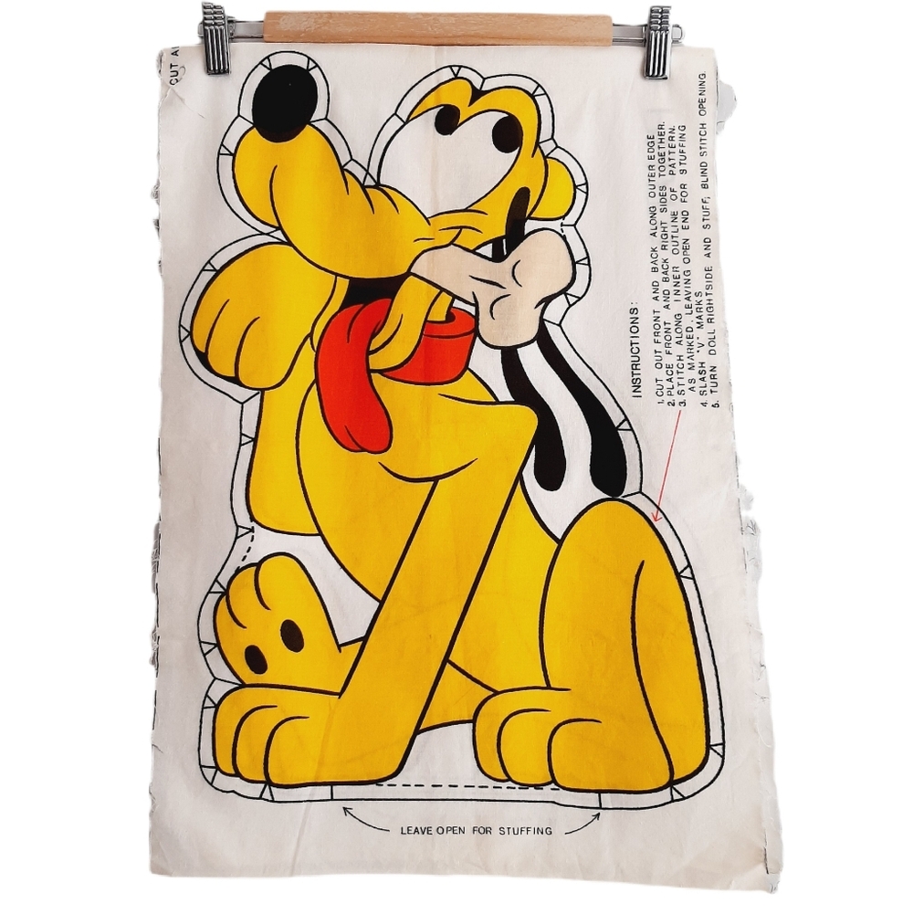 🍒 Vintage Disney PLUTO Cut & Sew Doll / Pillow Fabric Panel Ameritex 20"